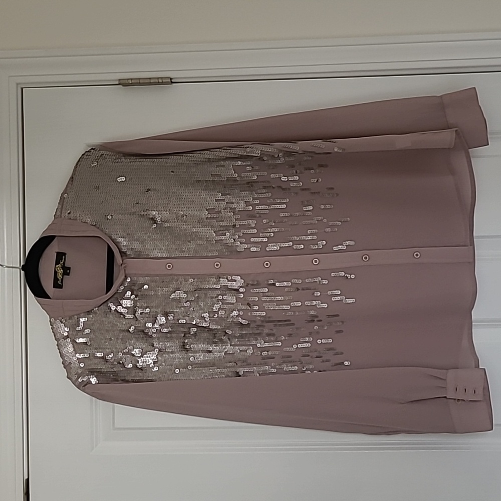 Joan Boyce polyester button down blouse